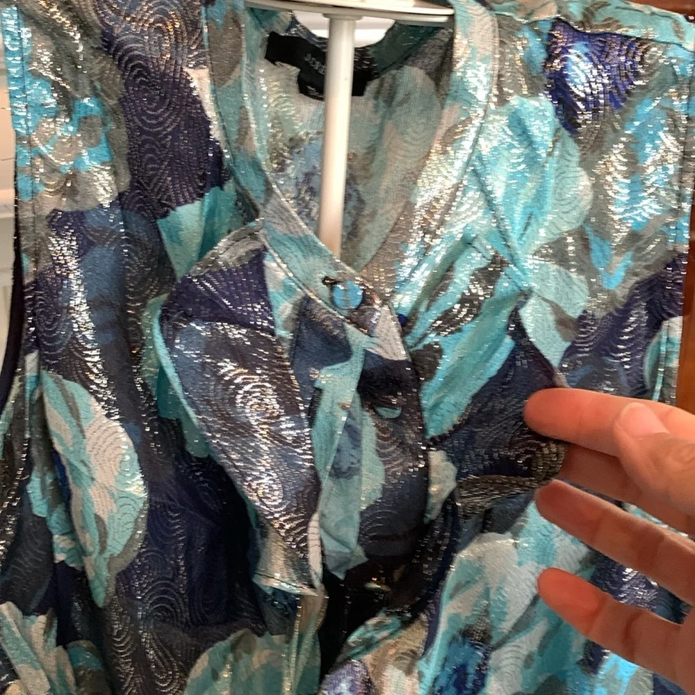 J. Crew metallic floral ruffle blouse. Worn once. 118 retail‎